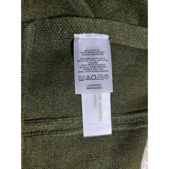 Ann Taylor LOFT Ribbed Striped Wrap Olive Heather Size M/L Dolman Half Sleeve - Picture 4 of 6